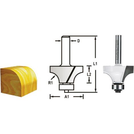 Fraise quart de rond avec roulement Q8 D38,1 R12,7 MAKITA D-48418