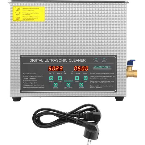 Nettoyeur Ultrasonique Acier Inoxydable 6L Fréquence Double 220V Prise UE, Machine de Nettoyage Professionnelle pour Bijoux, Outils, Pièces (1/5)