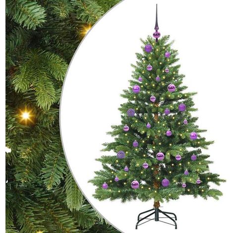 Sapin de Noël artificiel avec 150 lumières LED, vert, 150 cm, en PE et PVC. (1/5)