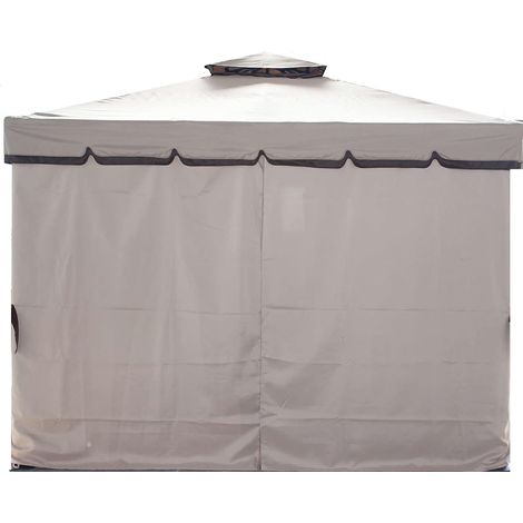 Set 4 Teli Laterali Chiusura con Zip di Ricambio per gazebo 3x4 mt Beige