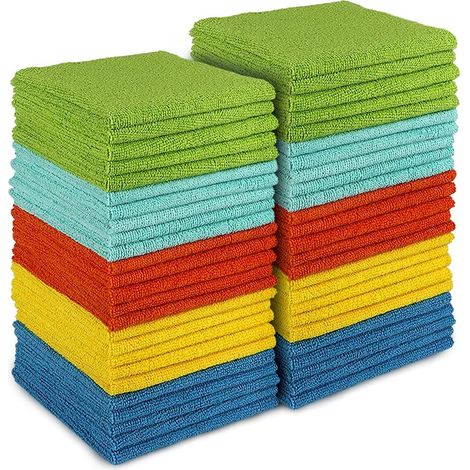 Lot de 50 Chiffons Microfibre, Non Pelucheux, Absorbants, Pour Maison Cuisine Voiture