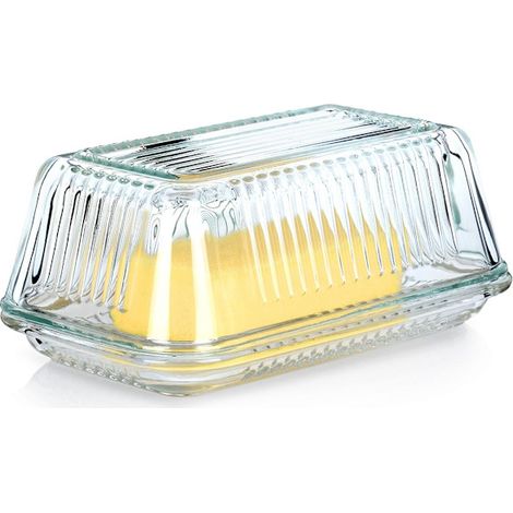 Beurrier en verre - Design classique avec couvercle, ustensile de cuisine pour conserver et servir le beurre, le fromage ou les épices (1/5)