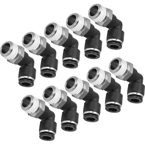 Lot de 10 raccords pneumatiques coudés en L à filetage extérieur rapide pour compresseur d'air 6 01 (1/5)