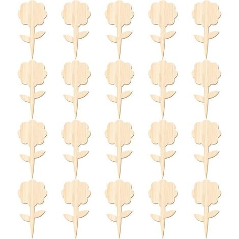 CSPARKV 20 Pièces Étiquettes Plantes Étiquette Bamboo Garden Marquage Plantes Étiquette Marquage Forme Fleur Bambou Étiquette Marquage Ecologique Plantes Étiquettes Plantes Bamboo pour Jardin (fleurs) (1/5)