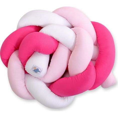 Protector de cuna trenzado - Blanco-Rosa-Rosa oscuro (1/5)