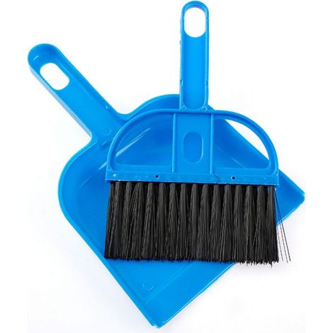 Mini brosse à poussière portable pour miettes/petite pelle à poussière pour cheveux, outil de nettoyage doux pour la maison, la cuisine, la chambre à coucher, le bureau (bleu) (1/5)