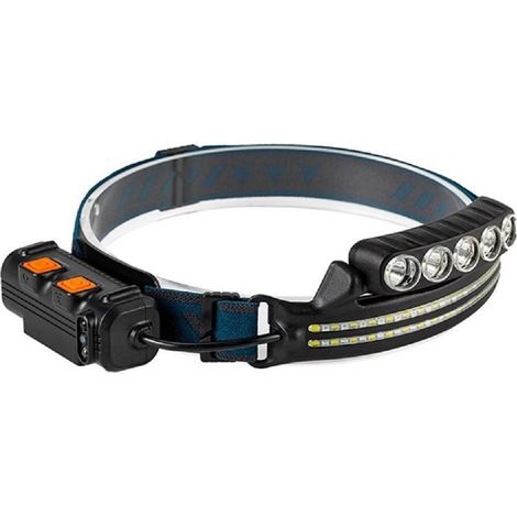 TRADE SHOP - Torcia Da Testa Frontale Sensore Movimento 68 Led Luce Bianca Rossa Blu - (1/5)