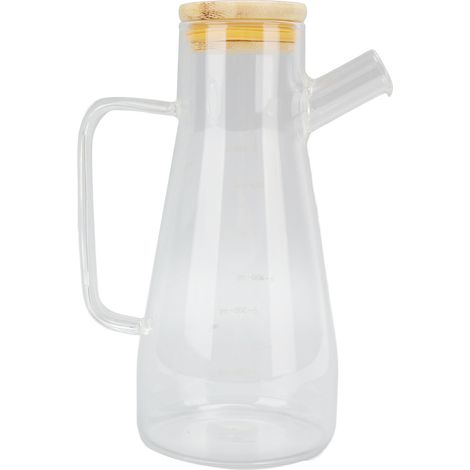 Bouteille d'huile en verre borosilicate haute densité, étanche à la poussière, graduée et munie d'une poignée ergonomique, pour la cuisine, 650 ml.
