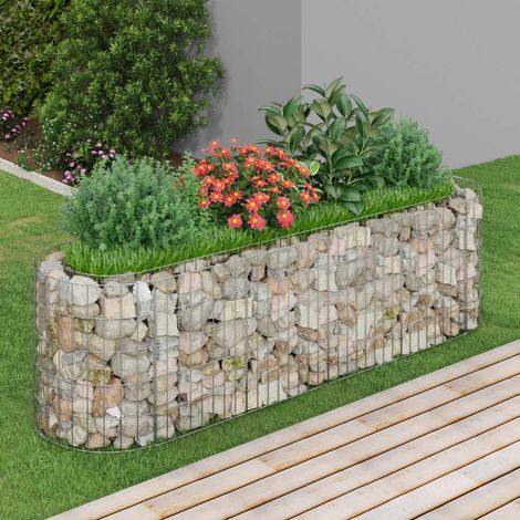 vidaXL Gabbione con Letto Rialzato in Acciaio Zincato 190x50x50
