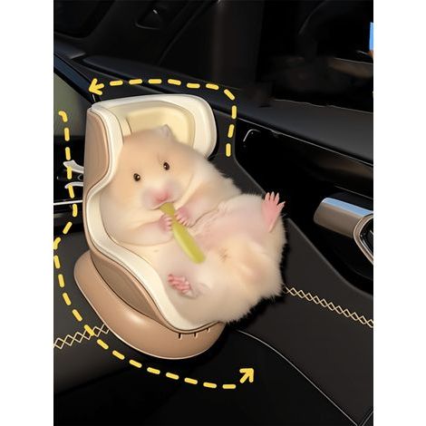 1 Mini-Sicherheitssitz für Hamster, Autozubehör: Hamsterförmiges Design zur Befestigung am Lüftungsschlitz, Dekoration und Aufbewahrung für kleine Mäuse, beige Farbe (1/5)