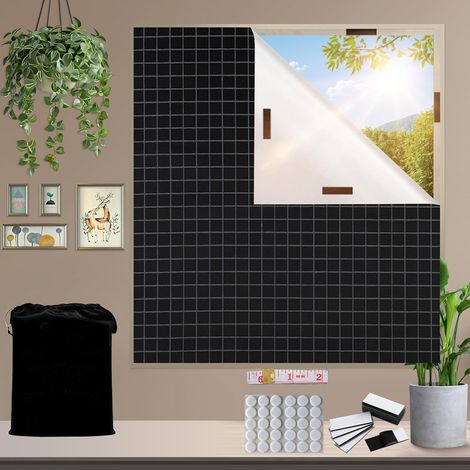 Portable Store occultant, Rideau occultant sans percage pour Windows, pour Chambre à Coucher, loft, avec et velcro-350 x 145 (1/4)