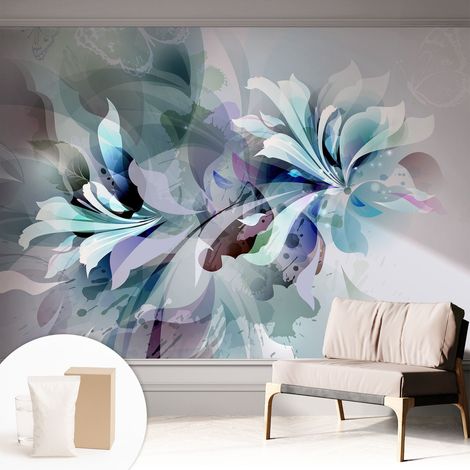 Tapete Vliestapete mit Kleber - Wanddekoration - Wandfolie - 3D Tapete Wand - Wohnungsdeko Blumenabstraktion 312x219 cm (1/5)