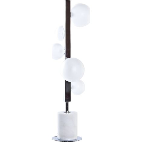 Lampe de salon en marbre blanc pour une élégance sobre - Blanc marbre avec touches argentées (1/4)