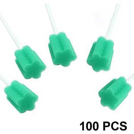 Sponge Oral - Stérile - Pour Soins Buccaux - Embout Souple en Mousse - Tige en Plastique - 100 Pièces