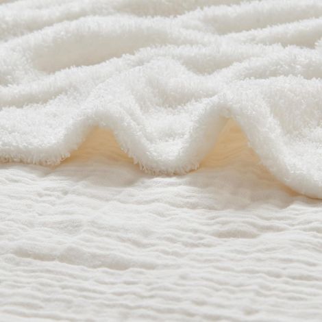 Decke Musselin Baumwolle Fleece Sofadecke 150 x 200 cm 16-creme (1/5)