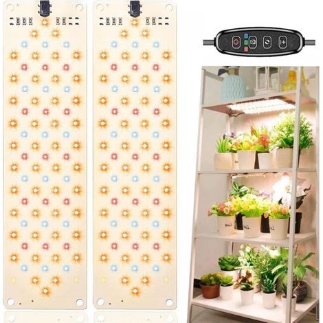 (2 pezzi) Lampada LED per piante, lampada di crescita a 540 LED, luce a spettro completo per piante da interno con timer, 10 livelli di luminosità (1/5)