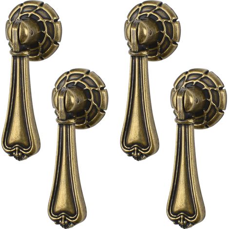 tiradores de aleación de zinc tallados en bronce vintage para armarios, cajones y puertas