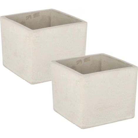 Lot de 2 pots de fleurs carrés en béton décoratif (11 x 11 cm) (1/5)