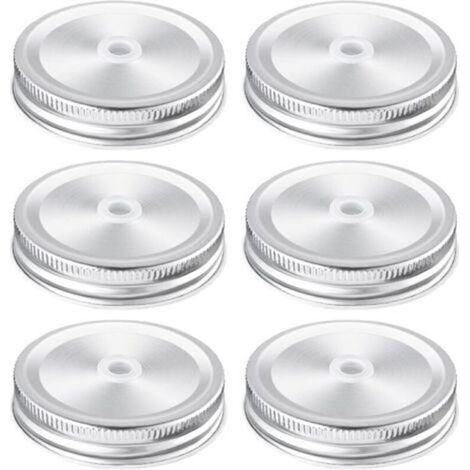 Lot 6 couvercles bocaux 70mm avec trou paille (1/5)
