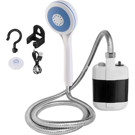 Douche portable en ABS, pompe de douche électrique à piles pour camping et utilisation en extérieur (1/5)