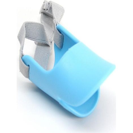 Bocca per cani regolabile, design a bocca d'anatra chiusa in stile ciarlatano, maschera protettiva carina, ferma-morsi abbaiati, alta qualità, blu M (1/5)
