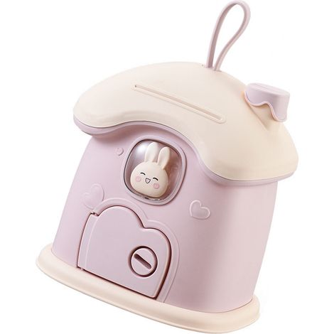 Tirelire Enfant Mushroom Lapin Rose - Boîte à Monnaie Cute Design 'Entrée Unique' - Coin Bank en Plastique pour Économies - 300g - Cadeau Jouet Éducatif (1/5)