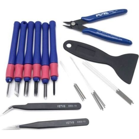 Kit de nettoyage pour buses d’imprimante 3D – aiguilles flexibles de 0,2 à 0,4 mm, pince à épiler précise, pinces coupantes et stylo ergonomique