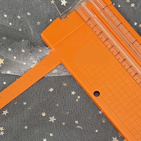 Coupe-papier mini pliable à échelle transparente sans bavures en acier au carbone orange pour scrapbooking (1/5)