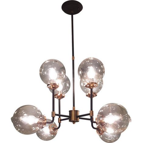 Mercer Bubble Chandelier - E14 25W - Iron/Glass - L75 x W75 x H100 cm - Black/Brass/Clear