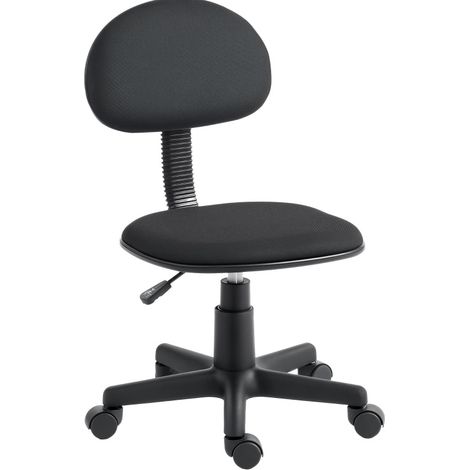 Sedia da ufficio senza braccioli, regolabile, nera, ruote girevoli a 360° (1/5)