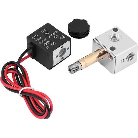 Électrovanne pneumatique 3 voies 2 positions 1/8" BSP normalement fermée (12 V CC) 3V1-06