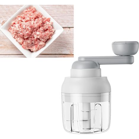 Hachoir à ail multifonctionnel portable manuel, robot culinaire pour la cuisine à la maison et en extérieur, blanc (1/5)