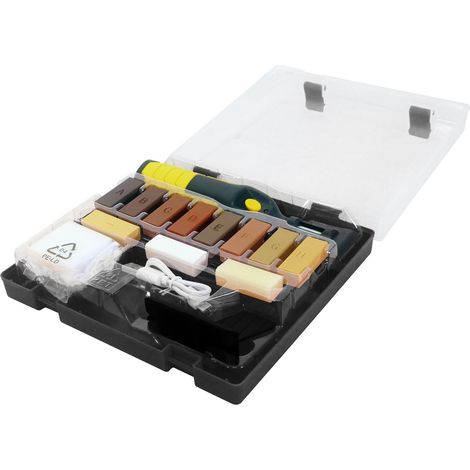 Kit de Réparation Parquet KP3 – Spatule Chauffante, 11 Bâtons de Cire, 3.7V