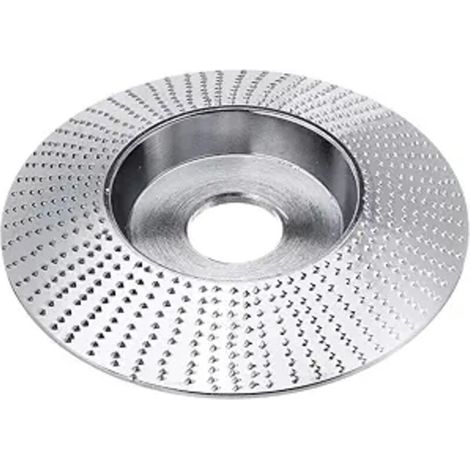 Holzschnitzscheibe für Winkelschleifer - zum Formen, Schleifen und Schneiden, 16 mm Öffnung, 1 Stück, silberfarben, abgeschrägt. (1/5)