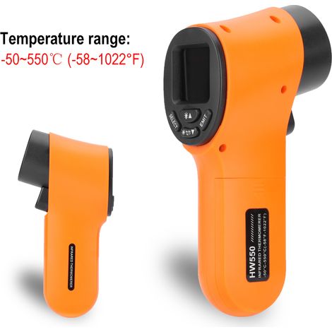Termometro a infrarossi portatile da -50 a 550 ℃, posizionamento del bersaglio 12:1, misuratore di temperatura senza contatto, display LCD digitale a colori. (1/5)