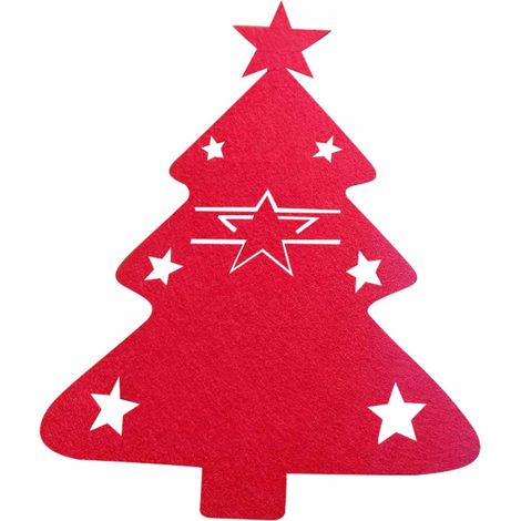 Set Couverts Arbre De Noel - Housse De Couteau Et Fourchette En Coton Naturel - Décoration De Table De Noël - Lot De 12 Pièces (1/2)