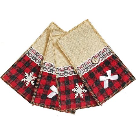 Pochettes à couverts en toile de jute naturelle, lot de 20 (11 x 20 cm), porte-couteaux, fourchettes, serviettes, couverts en dentelle, idéales pour la décoration de table de Noël, mariage et fêtes.