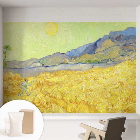 Papier peint intissé mural installation rapide du papier peint durable et résistante - Colle incluse gratuite Champ de blé 152x104 cm (1/5)