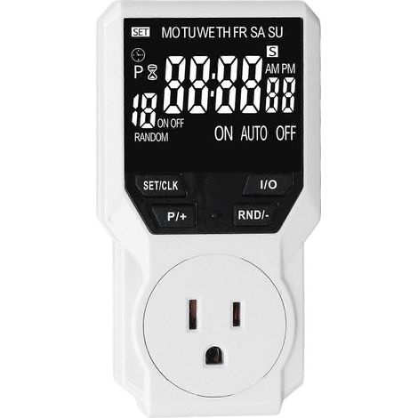 Steckdosen-Timer mit großem VA-Display, multifunktionaler Countdown-Timer mit kurzem Zyklus, für Innenräume, US 120V 15