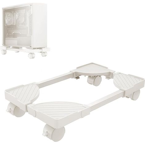 Support Tour PC sous Bureau: Support d'unité Centrale Mobile - PC Support CPU RéGlable de Grande Taille, Chariot Ordinateur avec roulettes (Blanc) (1/5)