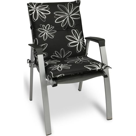 Flores Niedriglehner 100x50 cm schwarz mit Blumen