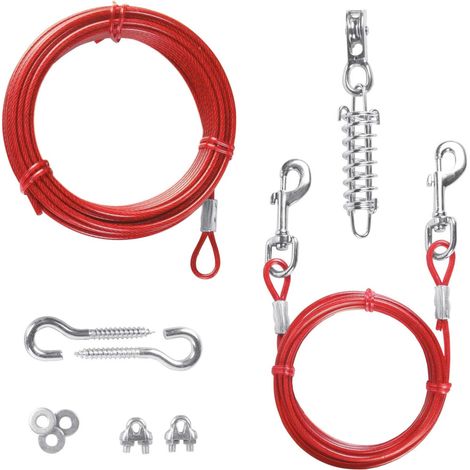 Câble d'attache acier 15 mètres pour chien jusqu'à 45 kg – Revêtement PVC résistant aux intempéries – Roulette de circulation incluse – Trixie