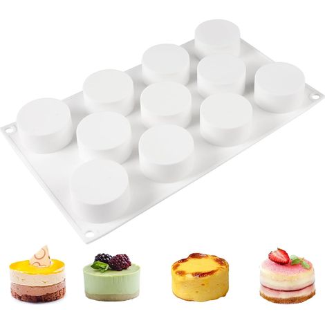 11 Cavités Moule à Gâteau en Silicone en Forme de Cylindre, Ø5cm x 2,5cm (1/5)