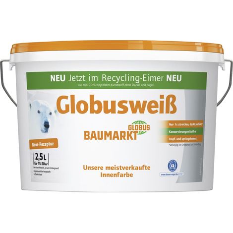 Globusweiß Wandfarbe weiß matt 2,5 L Innen