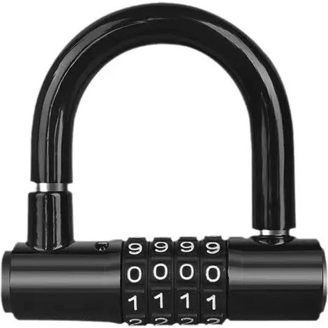 Bicycle U-lock, cross-border U-lock combination lock, zinc alloy four-position adjustment, resistant to cutting and sawing. (1/3)
