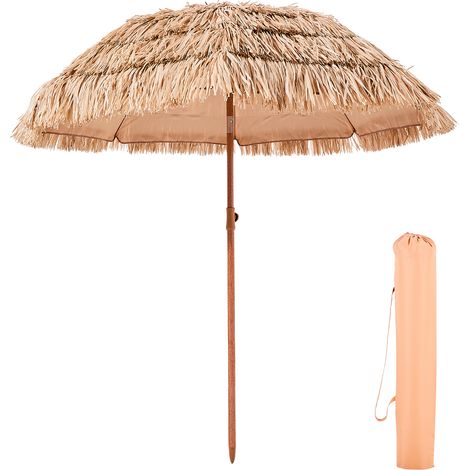 Mophorn Sombrilla de Paja de Polipropileno de 1981 mm, Parasol Tiki Ajustable con 8 Varillas Metálicas, Sombrilla Portátil y Plegable para Sombra en Playa, Terraza, Jardín, Piscina y Patio (1/5)