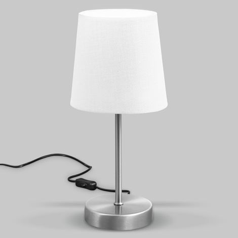 Lampe de chevet avec interrupteur à fil, douille E14, abat-jour en tissu, lampe de bureau, lampe de table, lampe de chevet chambre, lampe chevet, lampe à poser, 30,8x10cm, blanc (1/5)