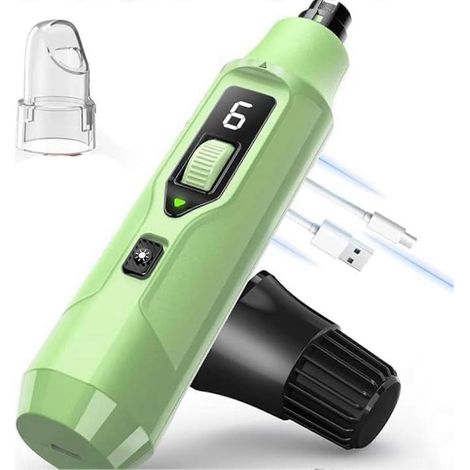 Lime à ongles électrique 7 vitesses pour chats et chiens, silencieuse, rechargeable, avec lumière LED et affichage numérique pour un toilettage professionnel et un entretien sans stress. Vert clair. (1/5)