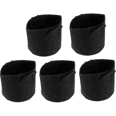 Lot de 5 sacs de culture de 3 gallons (11,4 litres) en tissu non tissé, pour le jardinage, la culture de légumes, pommes de terre, tomates et fleurs. Couleur : noir. (1/5)