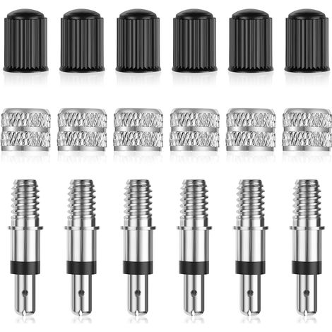 6PC Set Valve Presta avec Démonte Obus, Adaptateur pour Vélo, Application Pneu et Réparation (1/5)